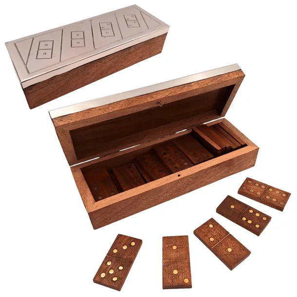 Domino w Pudełku Drewnianym z Aluminiowym Topem - DO-017