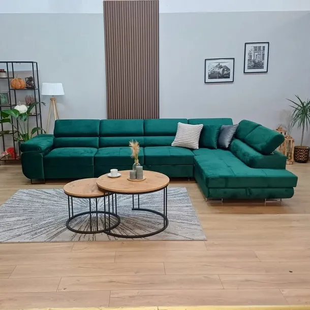 Narożnik L ROGÓWKA do salonu funkcja spania zagłówki Aston long bis
