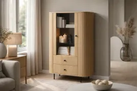 witryna-lamelle-112-dab-cremona-or-przeszklona-or-ryflowana-or-czarne-dodatki