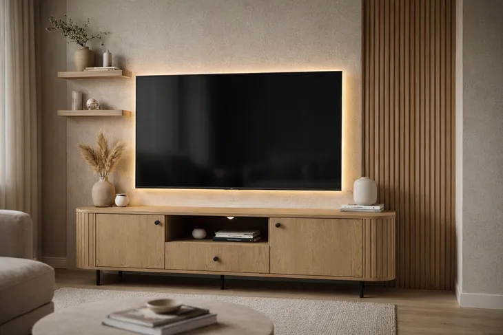 Szafka RTV LAMELLE 321 dąb cremona|ryflowana |czarne dodatki |cichy domyk