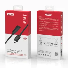 unitek-czarny-kabel-przedluzacz-usb-c-3-1-10gbps-4k-60hz-pd-100w-1m