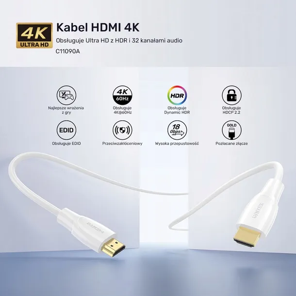 unitek-kabel-hdmi-2-0-4k-bialy-1m-standard-hdmi-2-0