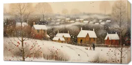 obraz-100x50cm-wioska-otulona-sniegiem