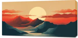 obraz-100x50cm-zachod-slonca-nad-gorami