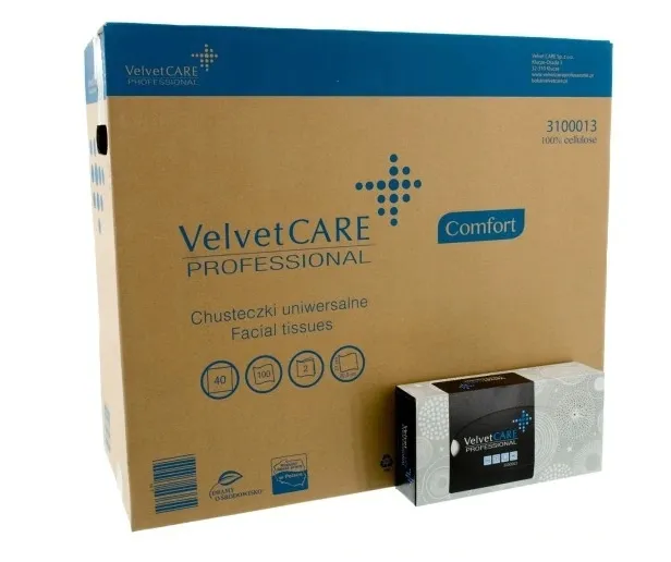 CHUSTECZKI HIGIENICZNE VELVET W PUDEŁKU BOX 40 x 100szt 2W