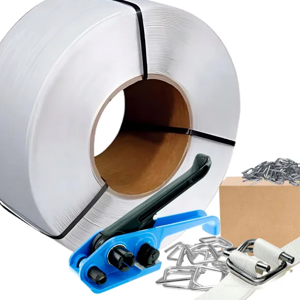 TAŚMA PP 16mm 1000m BANDOWNICA ZAPINKI 500SZT do spinania palet ZESTAW