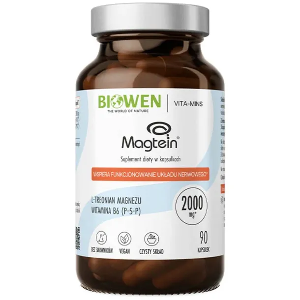 Biowen Magtein x 90 kaps. TREONIAN MAGNEZU PAMIĘĆ KONCENTRACJA STRES SEN