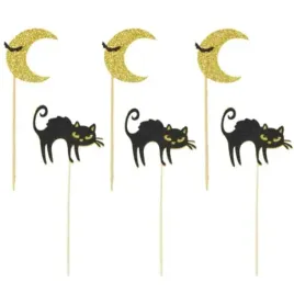 pikery-halloween-nocne-koty-czarno-zlote-arpex-17-cm-6-szt