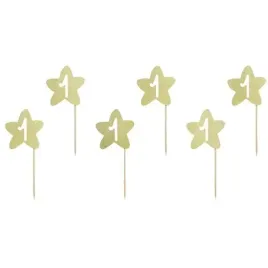 pikery-1st-birthday-gwiazdki-zloty-brokat-partydeco-10-cm-6-szt