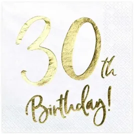 serwetki-30-urodziny-30th-birthday-partydeco-biale-33-cm-20-szt