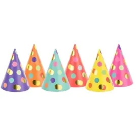 czapeczki-papierowe-kolorowe-kropki-mix-partydeco-6-szt