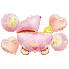 zestaw-balonow-its-a-girl-baby-girl-wozek-rozowy-godan-5-szt