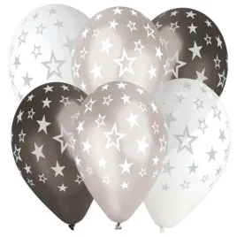 balony-gwiazdki-srebrny-mix-gemar-13-6-szt