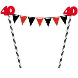 dekoracja-na-tort-slomkowa-urodziny-40-czerwona