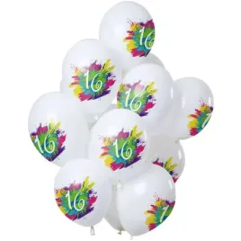 balony-16-urodziny-color-splash-bialy-folat-12-12-szt