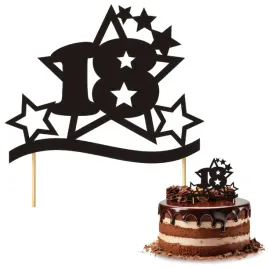 topper-papierowy-urodziny-18-stars-czarna-17-cm