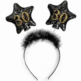 opaska-party-urodziny-30-czarne-gwiazdki