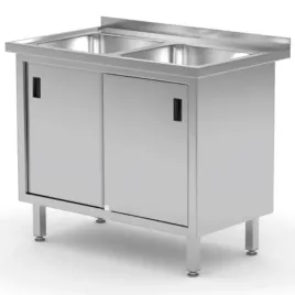 zlew-roboczy-gastronomiczny-z-szafka-z-drzwiami-suwanymi-podwojny-100x60x85