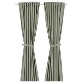 zaslony-polprzezroczyste-na-tasmie-140x300-szarozielone-z-wiazaniem-ikea