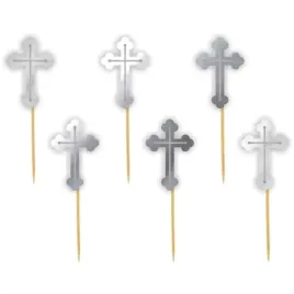 pikery-krzyz-srebrne-metaliczne-9-cm-6-szt