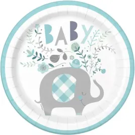 talerzyki-papierowe-baby-slonik-niebieski-unique-23-cm-8-szt