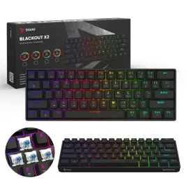 Zdjęcie produktu Klawiatura mechaniczna USB 60% SAVIO BLACKOUT X2 OUTEMU Blue Hot Swap RGB