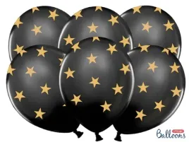 balony-14-gwiazdki-zlote-strong-pastel-black-50-szt