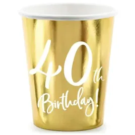 kubeczki-40-urodziny-gold-partydeco-220-ml-6-szt