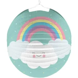 lampion-papierowy-tecza-i-chmurka-turkusowy-amscan-25-cm