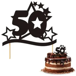 topper-papierowy-urodziny-50-stars-czarny-17-cm