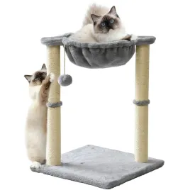 drapak-dla-kota-niski-z-zabawkami-legowiskiem-2-poziomy-sznurek-jutowy-45cm