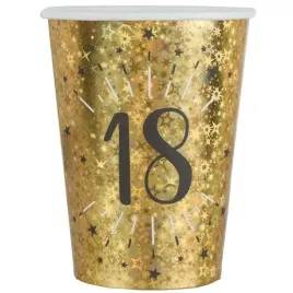 kubeczki-papierowe-18-urodziny-holo-gold-santex-250-ml-10-szt