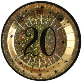talerzyki-papierowe-20-urodziny-holo-gold-santex-225-cm-10-szt