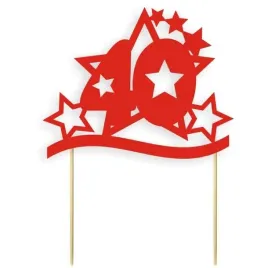topper-papierowy-urodziny-40-stars-czerwona-17-cm