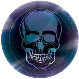 talerzyki-papierowe-halloween-czaszka-granatowe-amscan-23-cm-8-szt