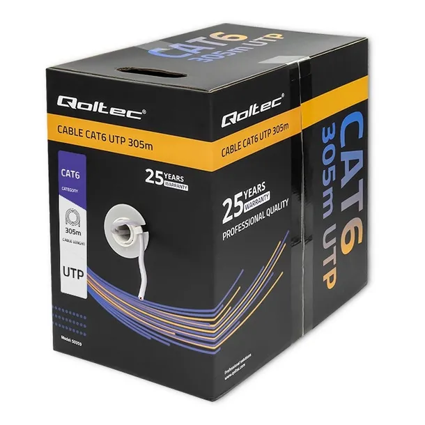 qoltec-utp-cat6-305m-pvc-szary
