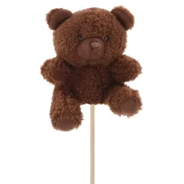 ciemnobrazowy-mis-na-drewnianym-piku-topper-urodziny-baby-shower-chrzest