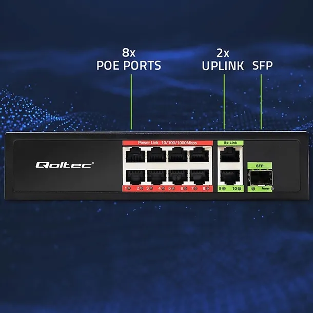 switch-qoltec-52297-11-portow-standard-pracy-portow-lan-10-100-1000-mbps