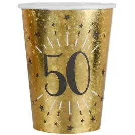 kubeczki-papierowe-50-urodziny-holo-gold-santex-250-ml-10-szt