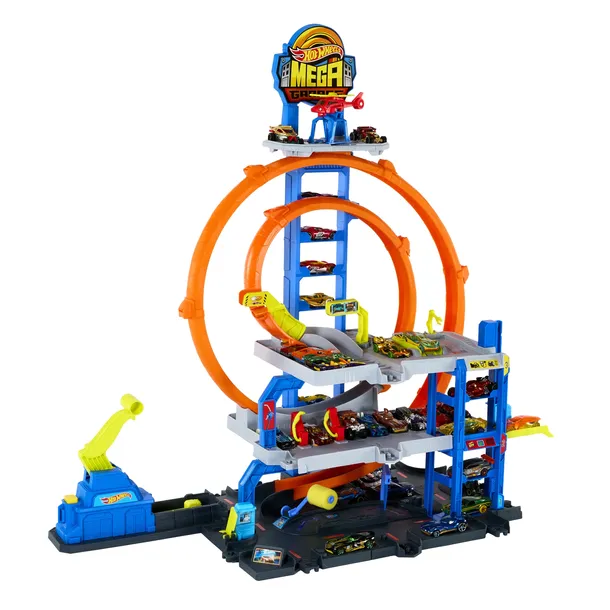 Hot Wheels Mega Garaż GIGAPĘTLA Tor wyścigowy + auto JBM74