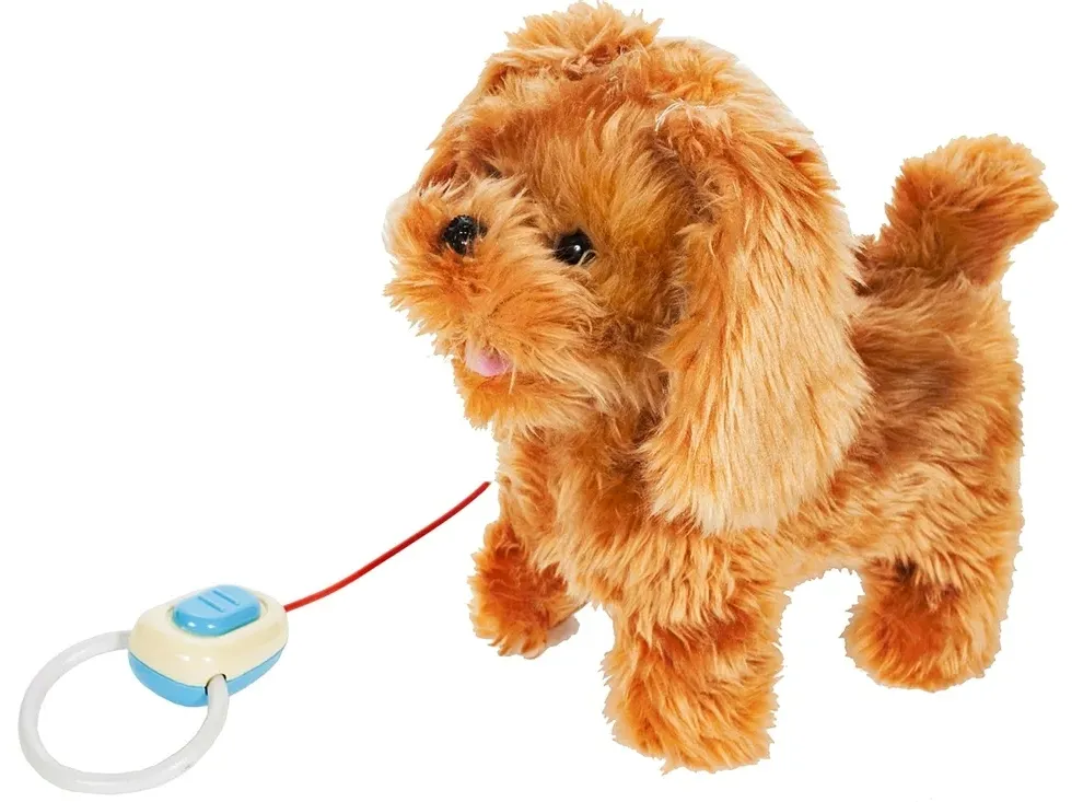 maskotka-interaktywna-piesek-chodzacy-na-smyczy-brazowy