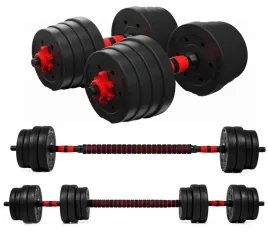 hantle-2x15kg-bitumiczne-regulowane-z-lacznikiem-zestaw-30kg-gryfy-sztanga