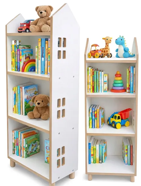 REGAŁ NA KSIĄŻKI PÓŁKA NA ZABAWKI ORGANIZER DOMEK
