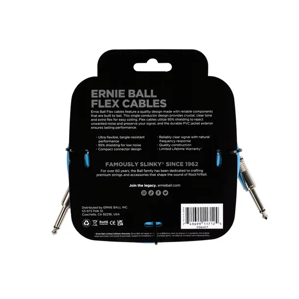 ernie-ball-flex-cable-blue-kabel-gitarowy-61m-rodzaj-gitarowy-z-wtykami-prostymi