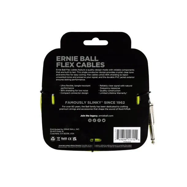 ernie-ball-flex-cable-green-kabel-gitarowy-61m-rodzaj-gitarowy-z-wtykami-prostymi