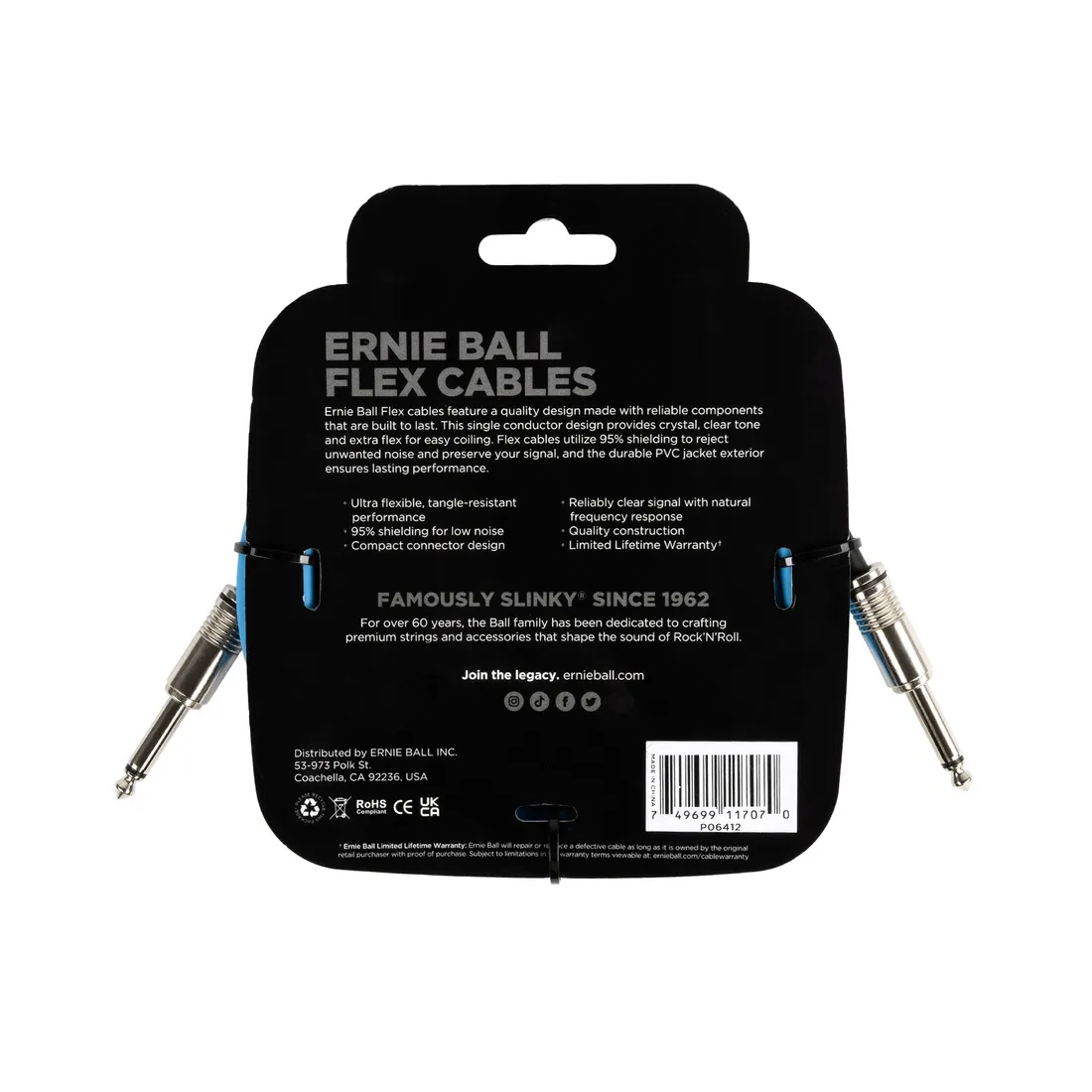 ernie-ball-flex-cable-blue-kabel-gitarowy-3m-waga-z-opakowaniem-1-kg
