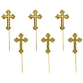 pikery-krzyz-zlote-brokatowe-9-cm-6-szt