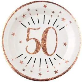 talerzyki-papierowe-50-urodziny-rozowe-zloto-bialy-santex-225-c