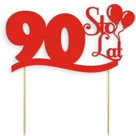 topper-papierowy-sto-lat-90-urodziny-czerwony-17-cm