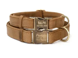 grawerowana-obroza-dla-psa-skorzana-z-metalowa-klamra-brazowy-kolor